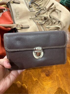 Brown Leather Turn-Lock Wallet